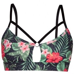 HURLEY Nike Dri-Fit Bralette Womens Tropical Floral Hibiscus Leopard‎ Print Top